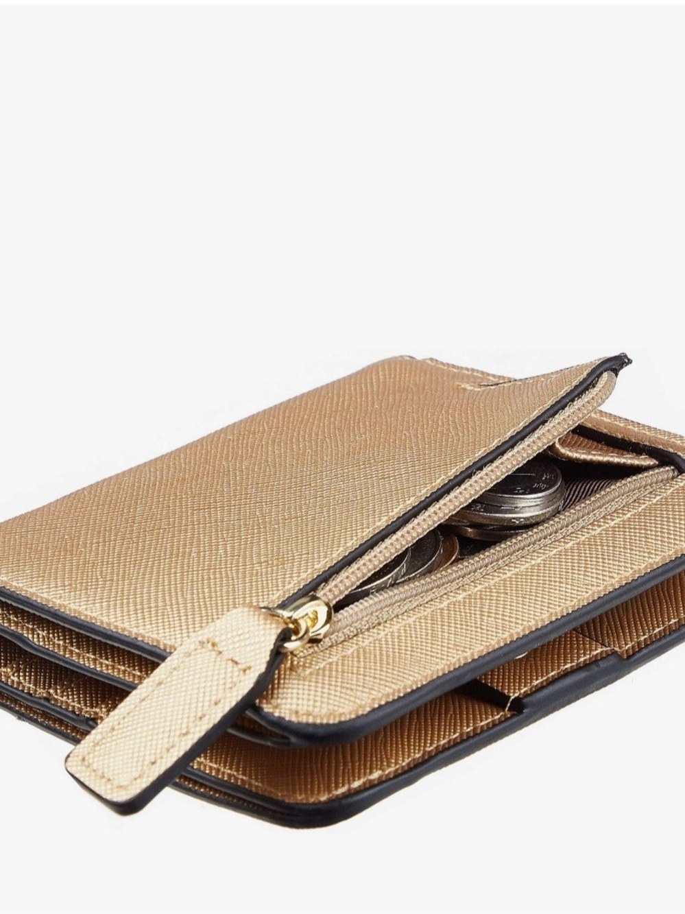 Toughergun Women's Gold Wallet w/ Zipper Coin Pocket, ID Window, Card Slots